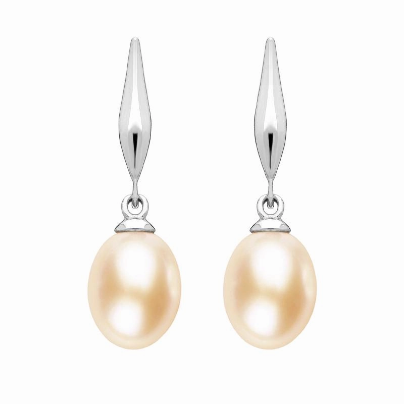 Sterling Silver Pearl Peach Drop Earrings