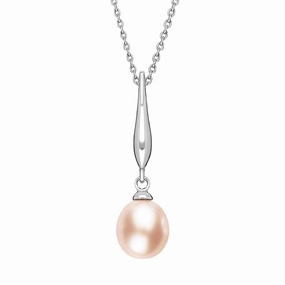 Sterling Silver Pearl Peach Drop Necklace