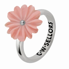 Sterling Silver Pink Conch Tuberose 15mm Daisy Ring