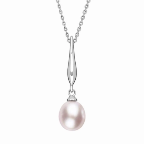 Sterling Silver Pink Freshwater Pearl Drop Necklace