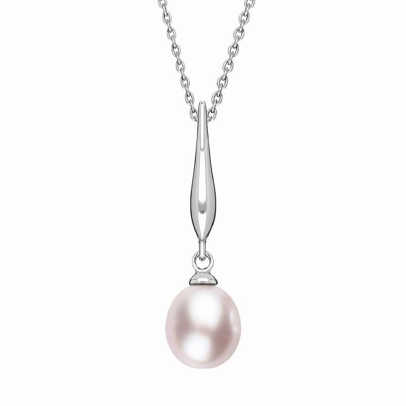 Sterling Silver Pink Freshwater Pearl Drop Necklace
