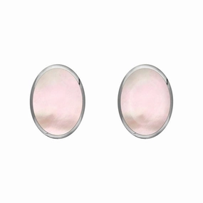 Sterling Silver Pink Mother of Pearl 7 x 5mm Classic Small Oval Stud Earrings