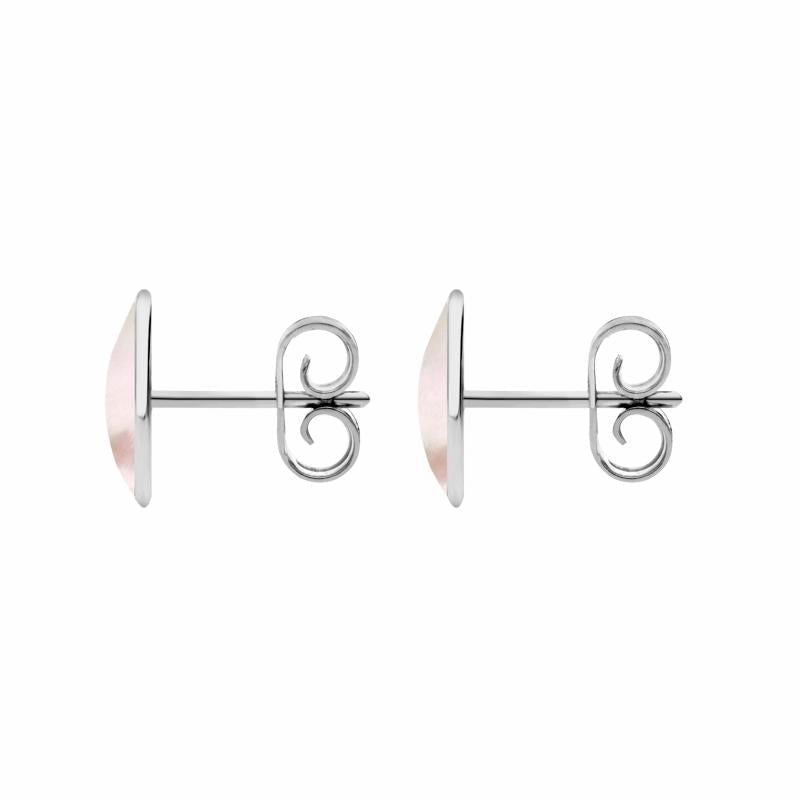 Sterling Silver Pink Mother of Pearl 8 x 10mm Classic Large Oval Stud Earrings