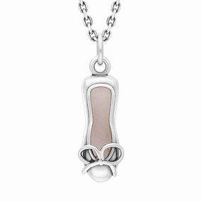 Sterling Silver Pink Mother of Pearl Ballet Slipper Pendant