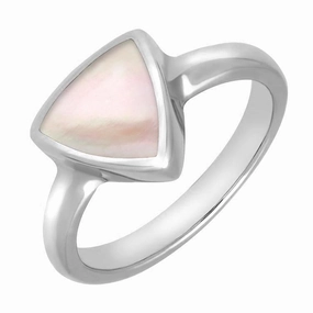 Sterling Silver Pink Mother of Pearl Curved Triangle Ring