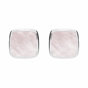 Sterling Silver Pink Mother of Pearl Cushion Stud Earrings