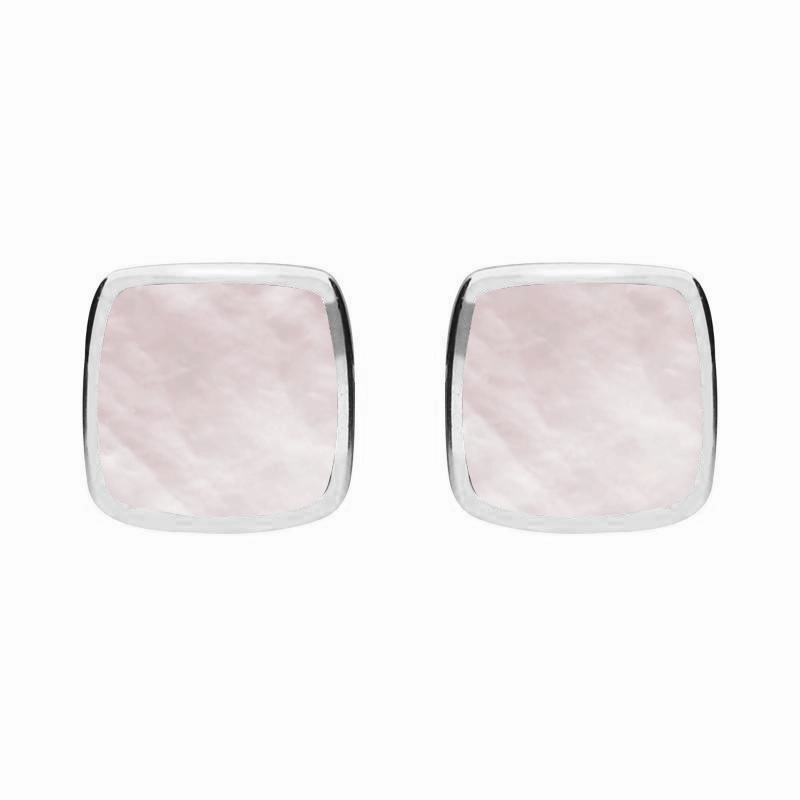 Sterling Silver Pink Mother of Pearl Cushion Stud Earrings