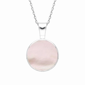 Sterling Silver Pink Mother of Pearl Heritage Round Necklace