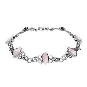 Sterling Silver Pink Mother of Pearl Marquise Shaped Celtic Bracelet