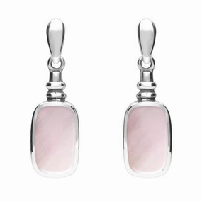 Sterling Silver Pink Mother of Pearl Oblong Bottle Top Drop Earrings