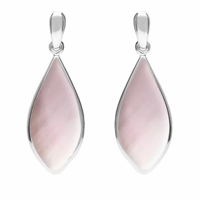 Sterling Silver Pink Mother of Pearl Pointed Pear Drop Earrings