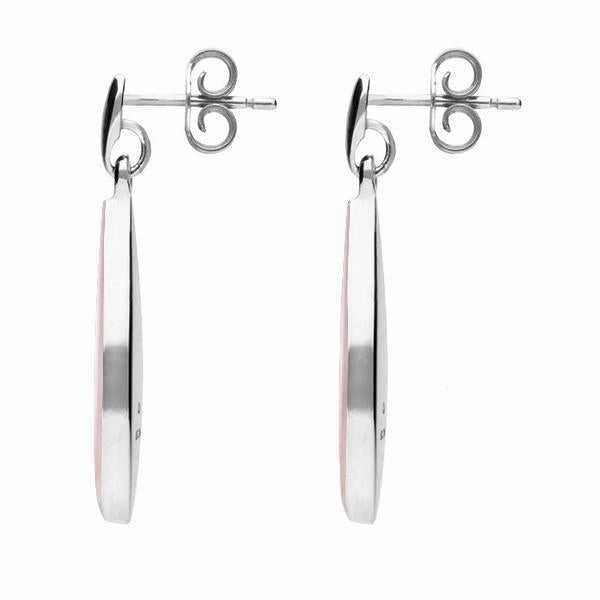 Sterling Silver Pink Mother of Pearl Pointed Pear Drop Earrings