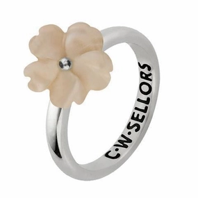 Sterling Silver Pink Mother of Pearl Tuberose 10mm Gypsophila Ring