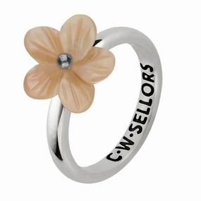 Sterling Silver Pink Mother of Pearl Tuberose 12mm Pansy Ring