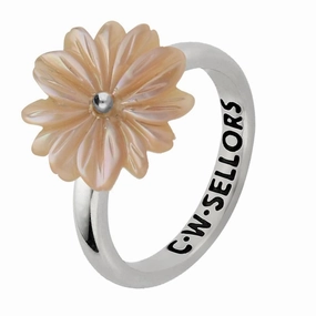 Sterling Silver Pink Mother of Pearl Tuberose 15mm Daisy Ring