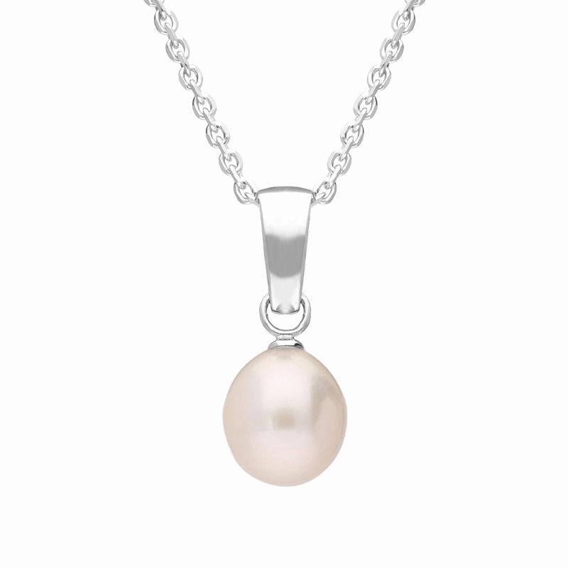 Sterling Silver Pink Pearl Drop Necklace D
