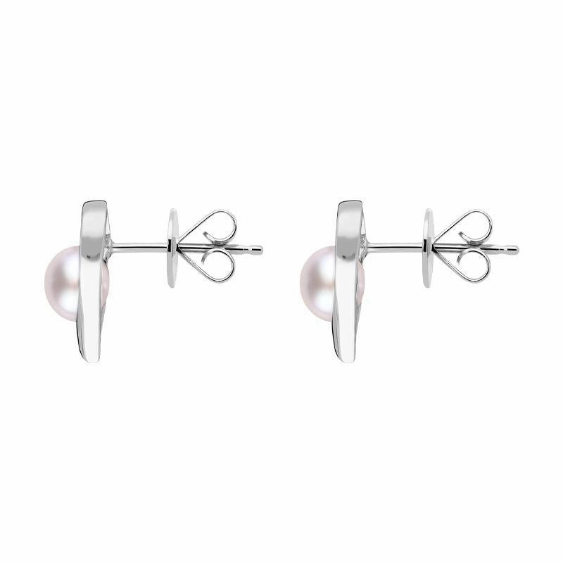 Sterling Silver Pink Pearl Open Heart Stud Earrings