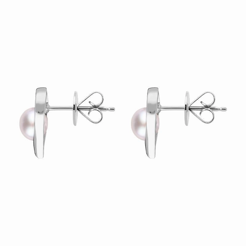 Sterling Silver Pink Pearl Open Heart Stud Earrings