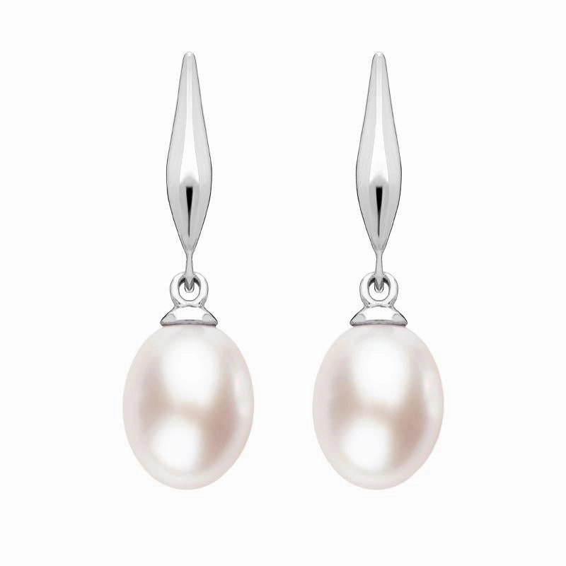 Sterling Silver Pink Pearl Pod Top Drop Earrings