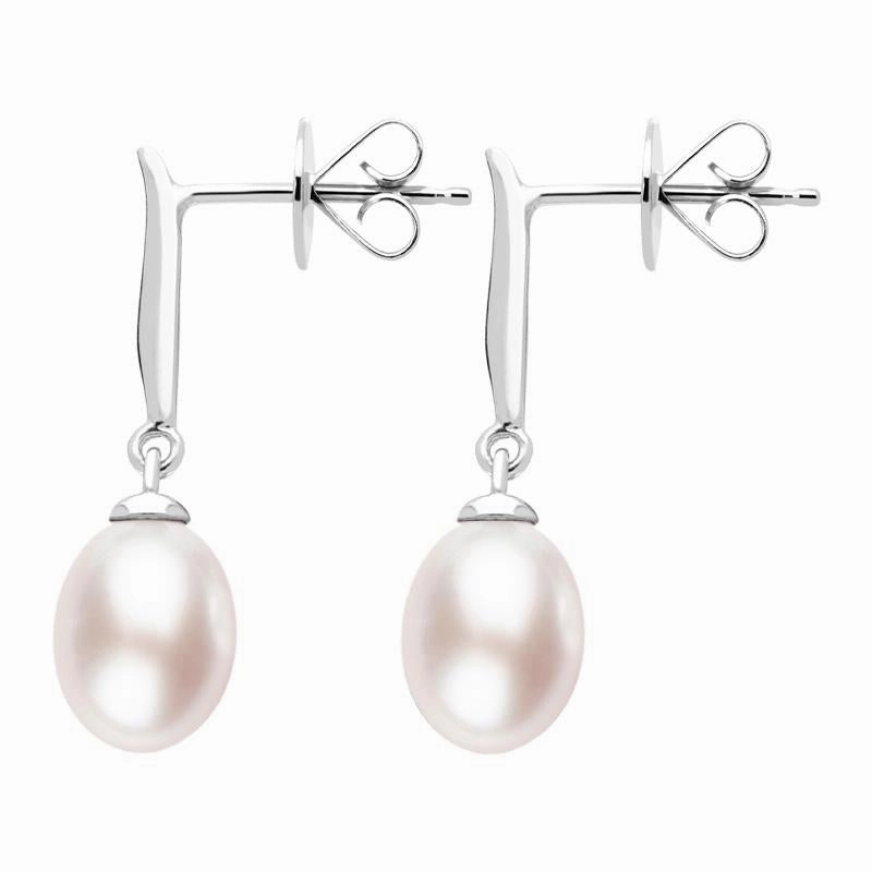 Sterling Silver Pink Pearl Pod Top Drop Earrings