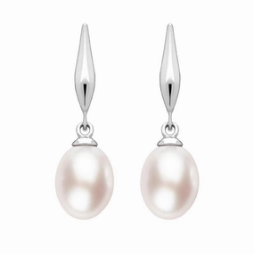 Sterling Silver Pink Pearl Pod Top Drop Earrings