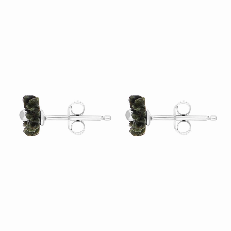 Sterling Silver Preseli Blue Stone Tuberose 6mm Stud Earrings