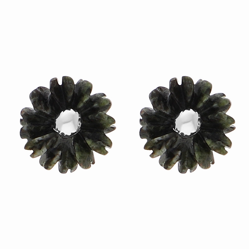 Sterling Silver Preseli Blue Stone Tuberose 6mm Stud Earrings