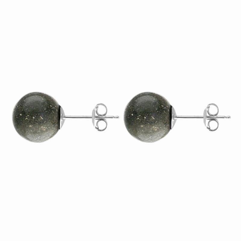 Sterling Silver Preseli Bluestone 8mm Ball Stud Earrings