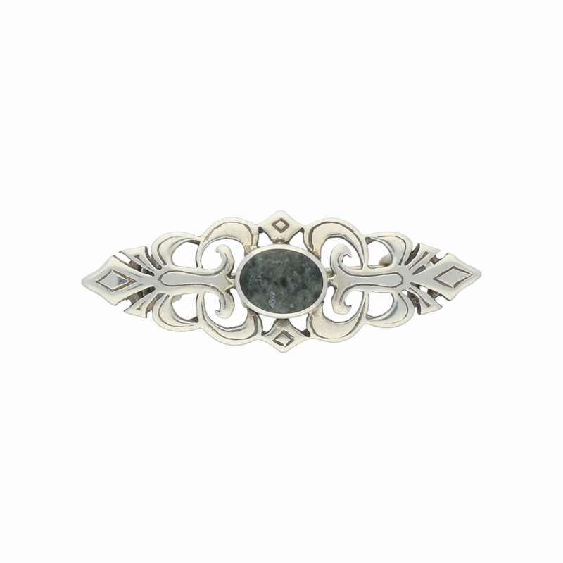 Sterling Silver Preseli Bluestone Pierced Bar Brooch