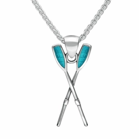 Sterling Silver Regatta Blue Oar Necklace