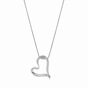 Sterling Silver Ribbon Effect Heart Necklace
