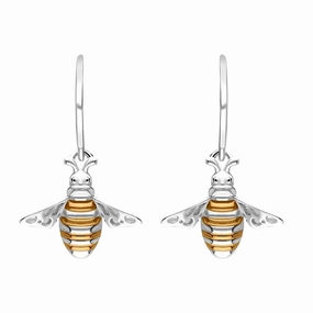 Sterling Silver Rose Gold Plated Bee Hook Earrings