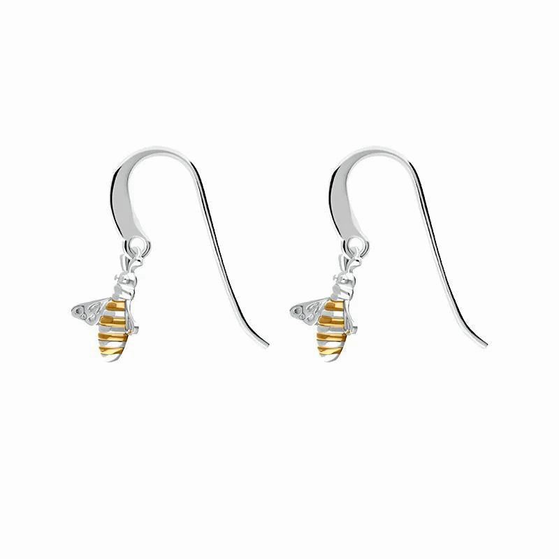 Sterling Silver Rose Gold Plated Bee Hook Earrings
