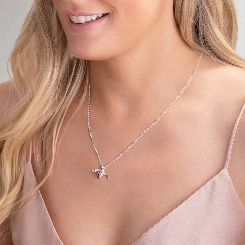 Sterling Silver Rose Gold Plated Bee Small Pendant