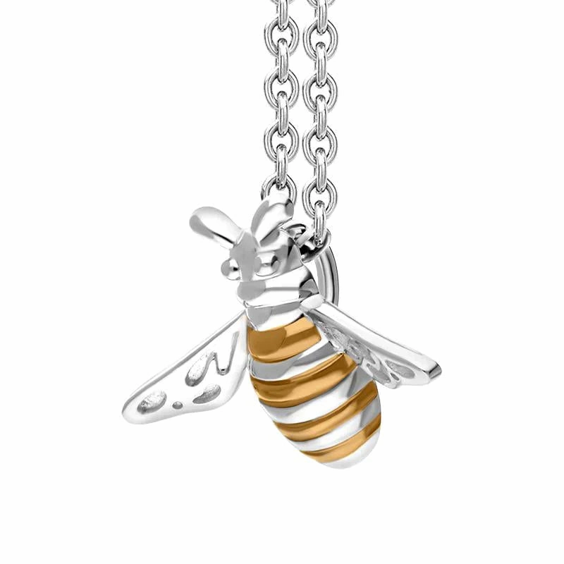 Sterling Silver Rose Gold Plated Bee Small Pendant