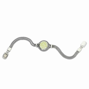 Sterling Silver Royal Crown Derby Mikado Lime Small Round Foxtail Bracelet D