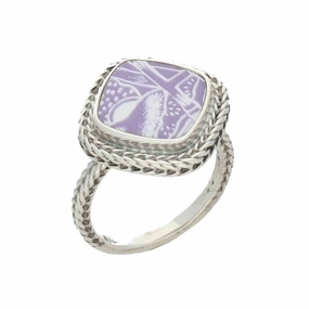 Sterling Silver Royal Crown Derby Mikado Sterling Silver Purple Foxtail Cushion Ring D