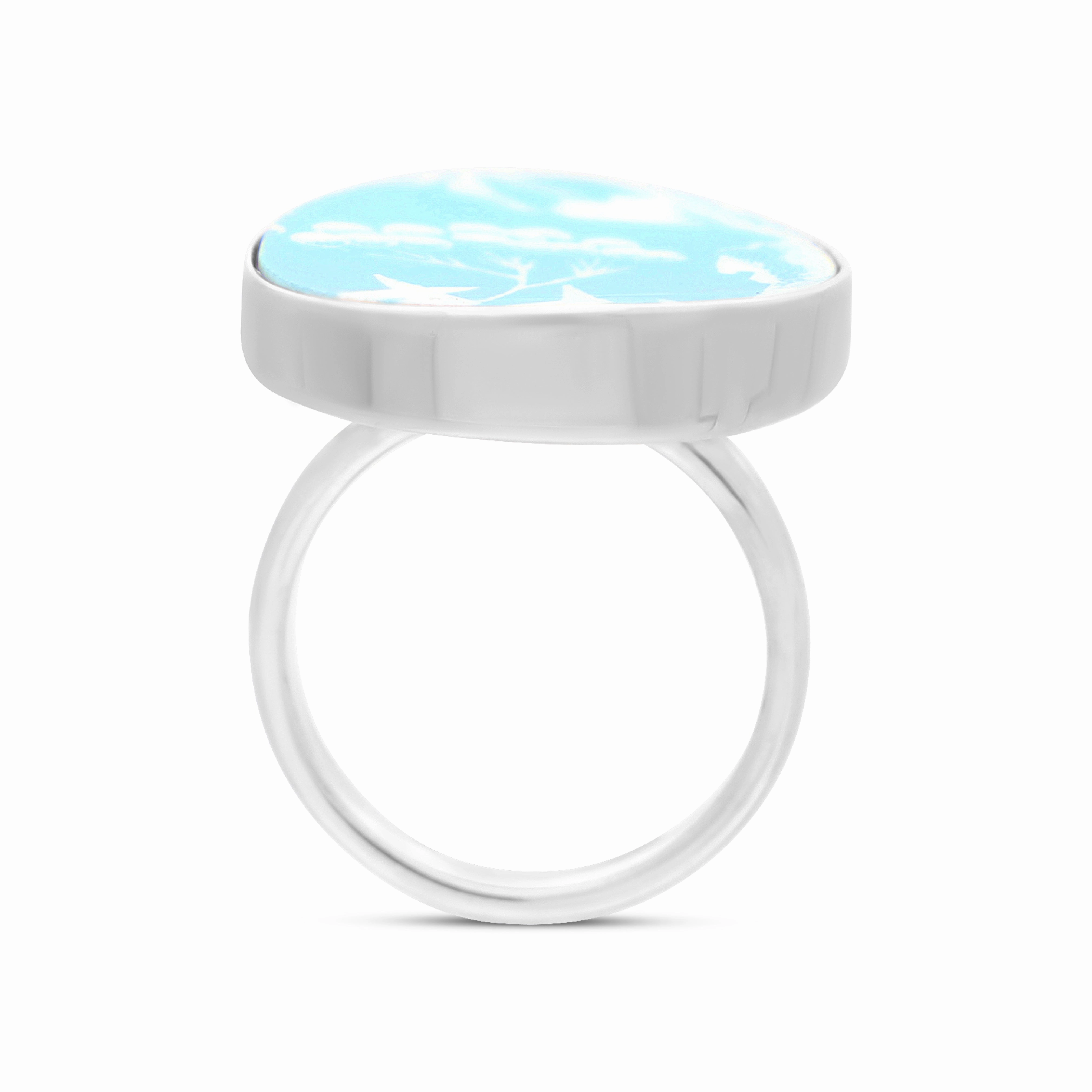 Sterling Silver Royal Crown Derby Mikado Turquoise Oval Ring D