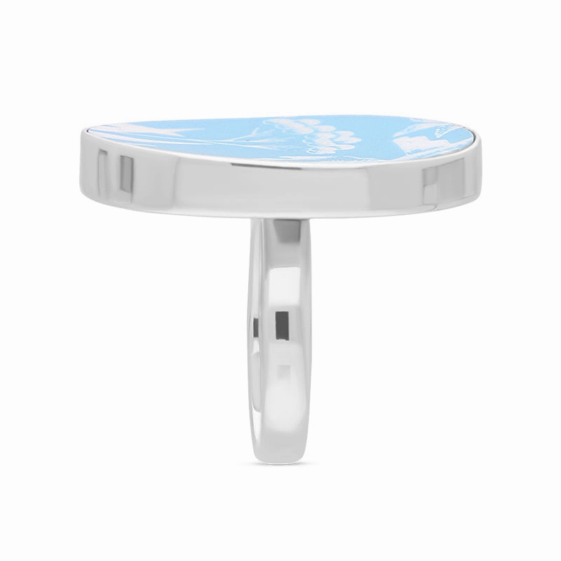 Sterling Silver Royal Crown Derby Mikado Turquoise Oval Ring D