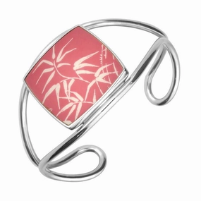Sterling Silver Royal Crown Derby Pink Cushion Bangle D