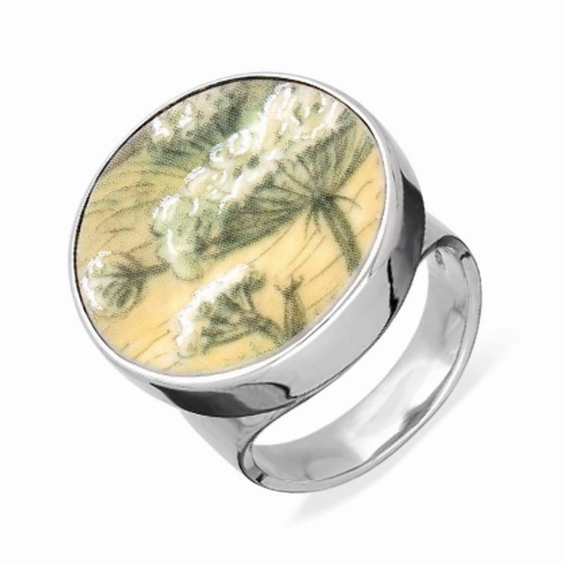Sterling Silver Royal Doulton China Wind In The Willows Dandelions Round Ring