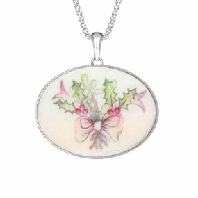Sterling Silver Royal Doulton China Wind In The Willows Oval Necklace