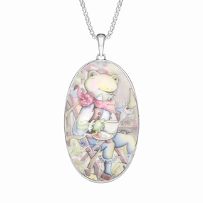 Sterling Silver Royal Doulton China Wind In The Willows Oval Necklace