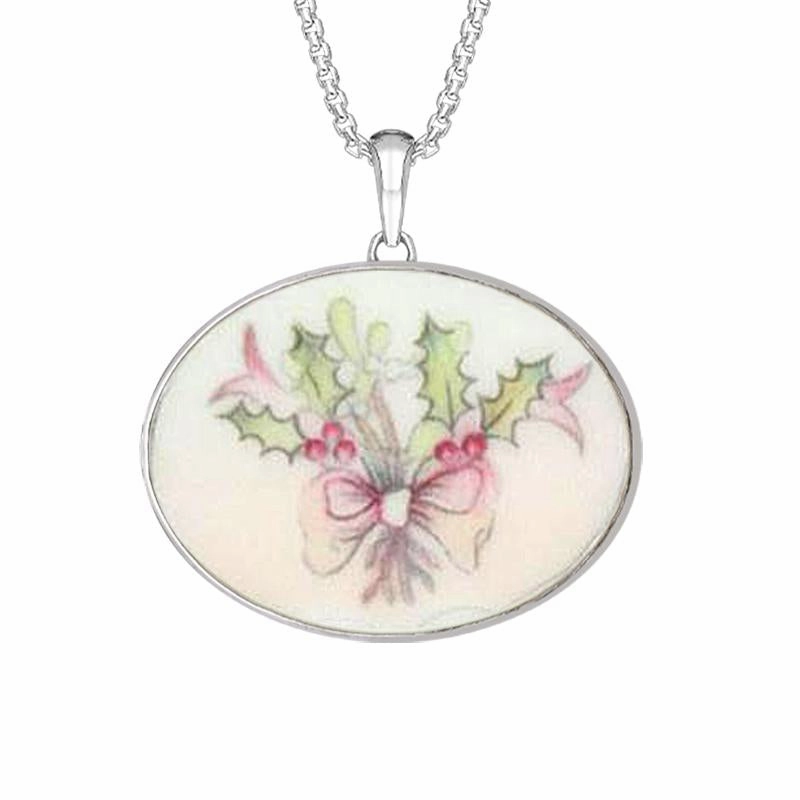 Sterling Silver Royal Doulton China Wind In The Willows Oval Necklace