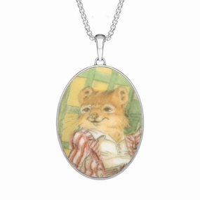 Sterling Silver Royal Doulton China Wind In The Willows Oval Necklace