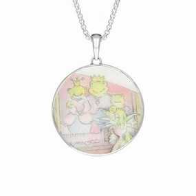 Sterling Silver Royal Doulton China Wind In The Willows Round Necklace