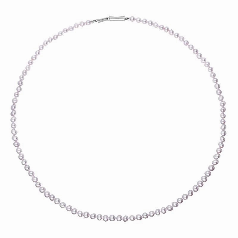 Sterling Silver Silver and Grey Pearl Beaded Necklace D