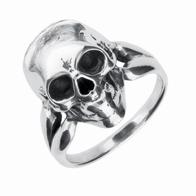 Sterling Silver Skull Split Shank Ring