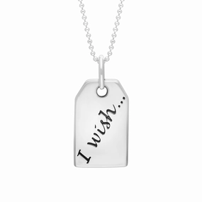 Sterling Silver Small Tag I Wish Necklace