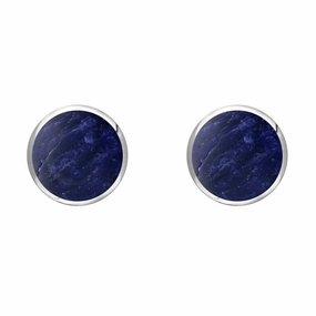 Sterling Silver Sodalite 6mm Classic Medium Round Stud Earrings